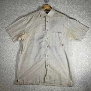 Y2K Dickies earth tone checkered button up short sleeve skater work shirt
